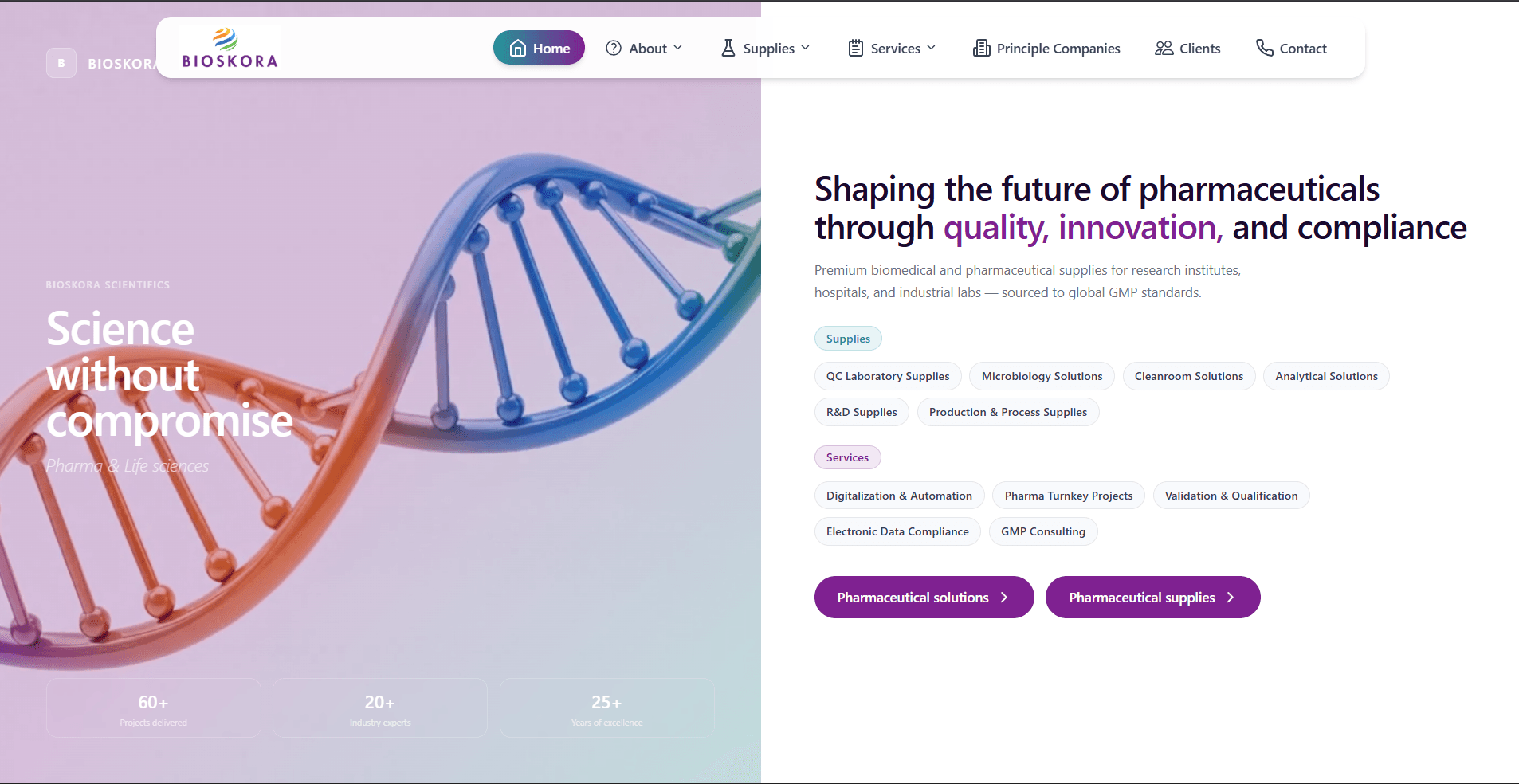 Bioskora Scientifics website preview