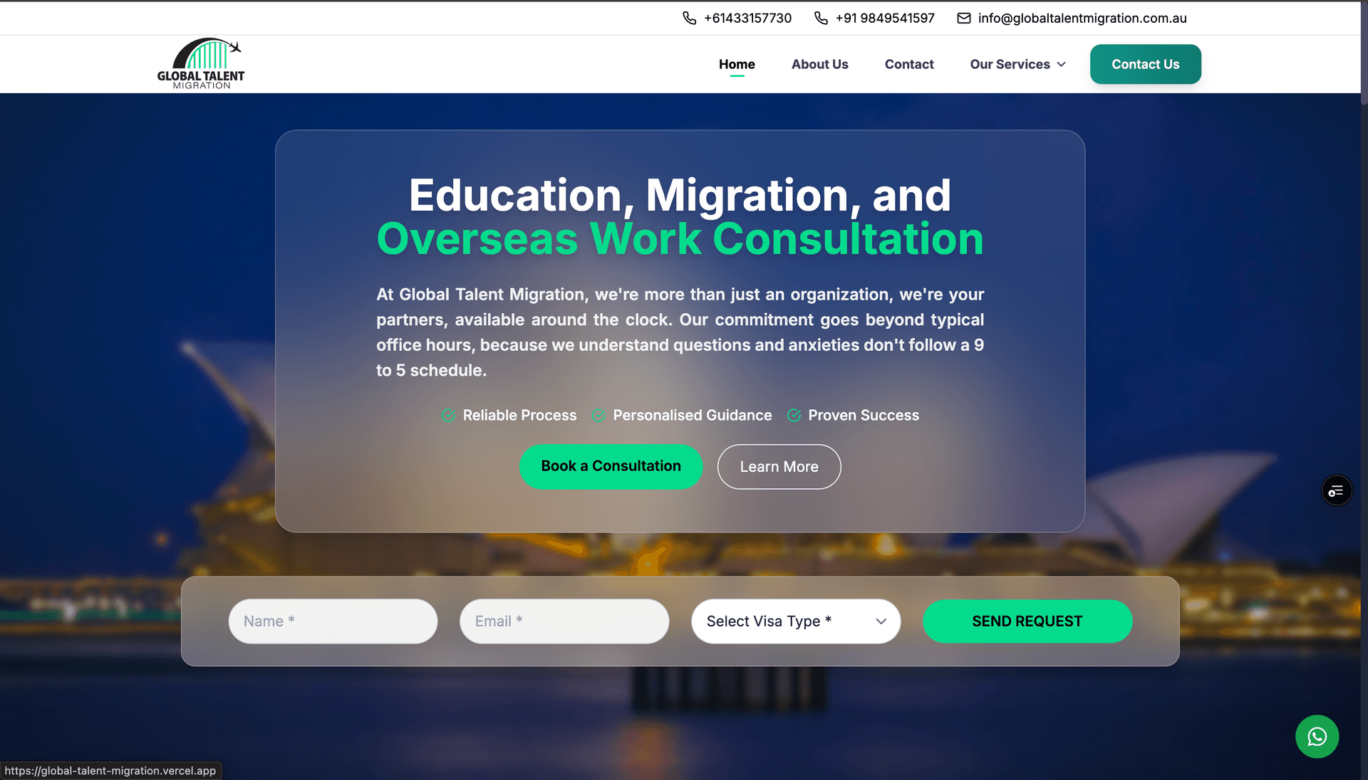 Global Talent Migration website preview